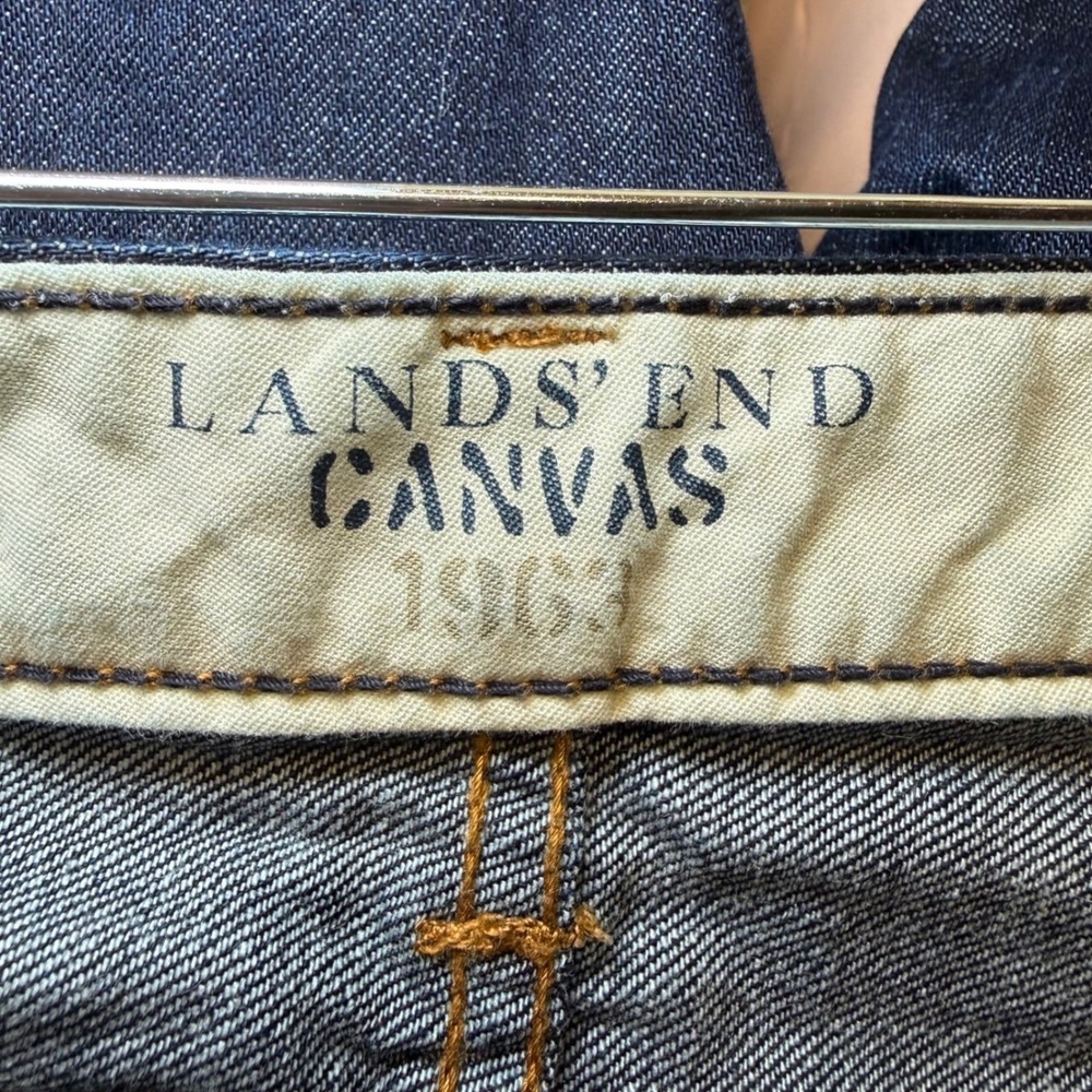 Lands End Canvas Mens Dark Wash Straight Fit Jeans Classic Staple Size 32x30 - Picture 5 of 13